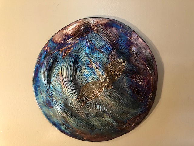 Raku Circular Wall Hangimng with Dragonfly
